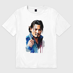 Футболка оверсайз женская Johnny Depp - watercolor, цвет: белый