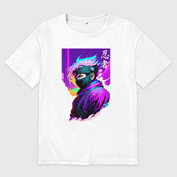Футболка оверсайз женская Ниндзя - иероглифы - Япония, цвет: белый