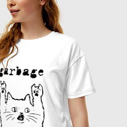 Футболка оверсайз женская Garbage - rock cat, цвет: белый — фото 2