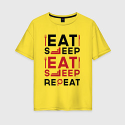 Женская футболка оверсайз Надпись: eat sleep S T A L K E R repeat