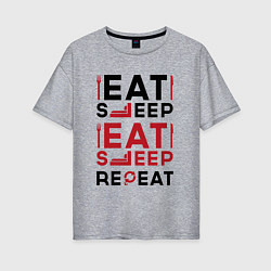 Женская футболка оверсайз Надпись: eat sleep S T A L K E R repeat