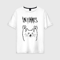 Футболка оверсайз женская In Flames - rock cat, цвет: белый