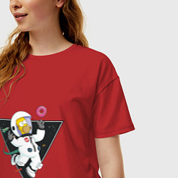 Футболка оверсайз женская Гомер в космосе, цвет: красный — фото 2
