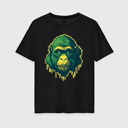 Футболка оверсайз женская Обезьяна голова гориллы, цвет: черный