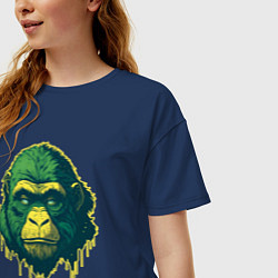 Футболка оверсайз женская Обезьяна голова гориллы, цвет: тёмно-синий — фото 2
