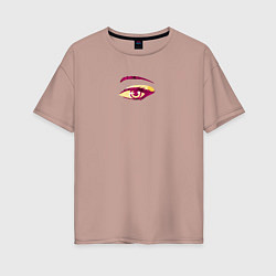 Футболка оверсайз женская Аниме глаз в полутонах, цвет: пыльно-розовый