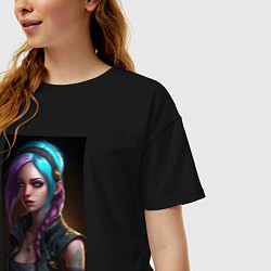 Футболка оверсайз женская Jinx arcane league of legends, цвет: черный — фото 2