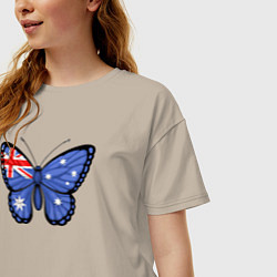 Футболка оверсайз женская Австралия бабочка, цвет: миндальный — фото 2