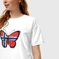Футболка оверсайз женская Норвегия бабочка, цвет: белый — фото 2