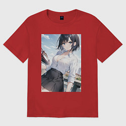 Женская футболка оверсайз Anime girl in town