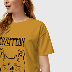 Футболка оверсайз женская Led Zeppelin - rock cat, цвет: горчичный — фото 2