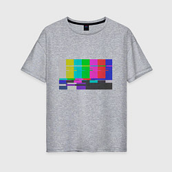 Футболка оверсайз женская Разноцветные полосы в телевизоре, цвет: меланж