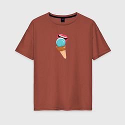Женская футболка оверсайз Голубое и шоколадное мороженое