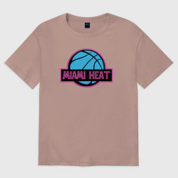 Футболка оверсайз женская Miami Heat team, цвет: пыльно-розовый