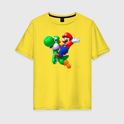 Футболка оверсайз женская Марио на Йоши, цвет: желтый