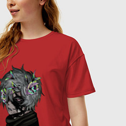 Футболка оверсайз женская Габимару в цветах, цвет: красный — фото 2