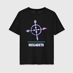 Женская футболка оверсайз Megadeth glitch rock