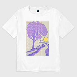 Футболка оверсайз женская Солнечный закат аниме, цвет: белый