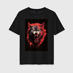 Женская футболка оверсайз Red wolf