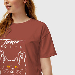 Футболка оверсайз женская Tokio Hotel rock cat, цвет: кирпичный — фото 2