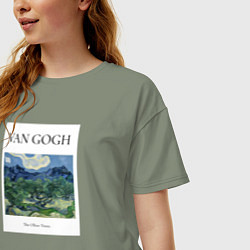 Футболка оверсайз женская Ван Гог Van Gogh The Olive Trees, цвет: авокадо — фото 2