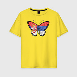 Футболка оверсайз женская Бабочка Сербия, цвет: желтый