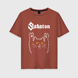 Футболка оверсайз женская Sabaton rock cat, цвет: кирпичный