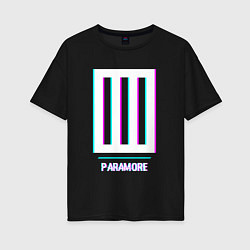 Женская футболка оверсайз Paramore glitch rock
