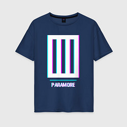 Женская футболка оверсайз Paramore glitch rock