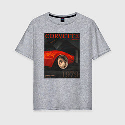 Женская футболка оверсайз Обложка журнала Chevrolet Corvette C3