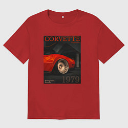 Футболка оверсайз женская Обложка журнала Chevrolet Corvette C3, цвет: красный