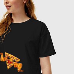 Футболка оверсайз женская Пицца с куринными крылышками, цвет: черный — фото 2