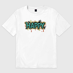 Футболка оверсайз женская Happy mood, цвет: белый