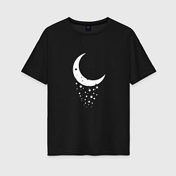 Женская футболка оверсайз Месяц рассыпающийся на звезды