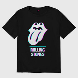 Женская футболка оверсайз Rolling Stones glitch rock
