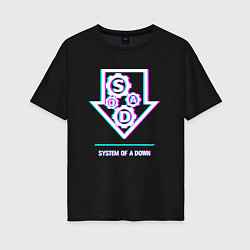 Женская футболка оверсайз System of a Down glitch rock
