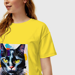 Футболка оверсайз женская Масляный кот, цвет: желтый — фото 2