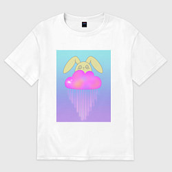 Футболка оверсайз женская Зайчик на облачке, цвет: белый