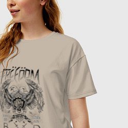 Футболка оверсайз женская Орел геральдика, цвет: миндальный — фото 2