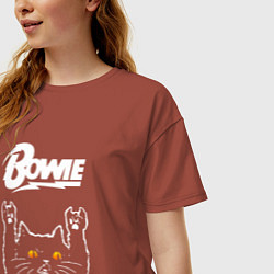 Футболка оверсайз женская David Bowie rock cat, цвет: кирпичный — фото 2