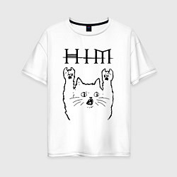 Женская футболка оверсайз HIM - rock cat
