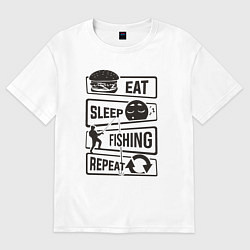 Женская футболка оверсайз Eat sleep fishing repeat