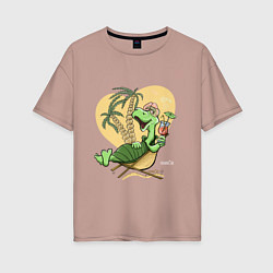 Женская футболка оверсайз Черепаха на отдыхе, футболка хб