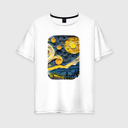 Футболка оверсайз женская Starry Night Voyage, цвет: белый