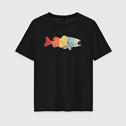 Футболка оверсайз женская Color fish, цвет: черный