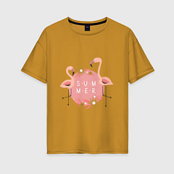 Женская футболка оверсайз Два розовых фламинго