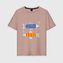 Футболка оверсайз женская Две селедки, цвет: пыльно-розовый