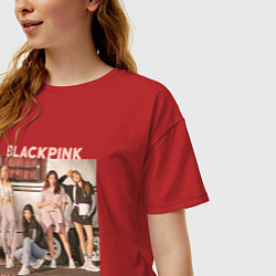 Футболка оверсайз женская Blackpink Jennie Lisa Rose Jisoo, цвет: красный — фото 2