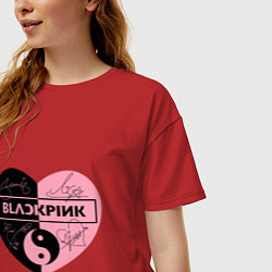 Футболка оверсайз женская Blackpink сердце, цвет: красный — фото 2