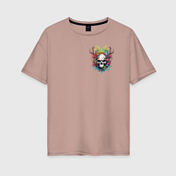 Женская футболка оверсайз Лесной Дух с Черепом и Рогами